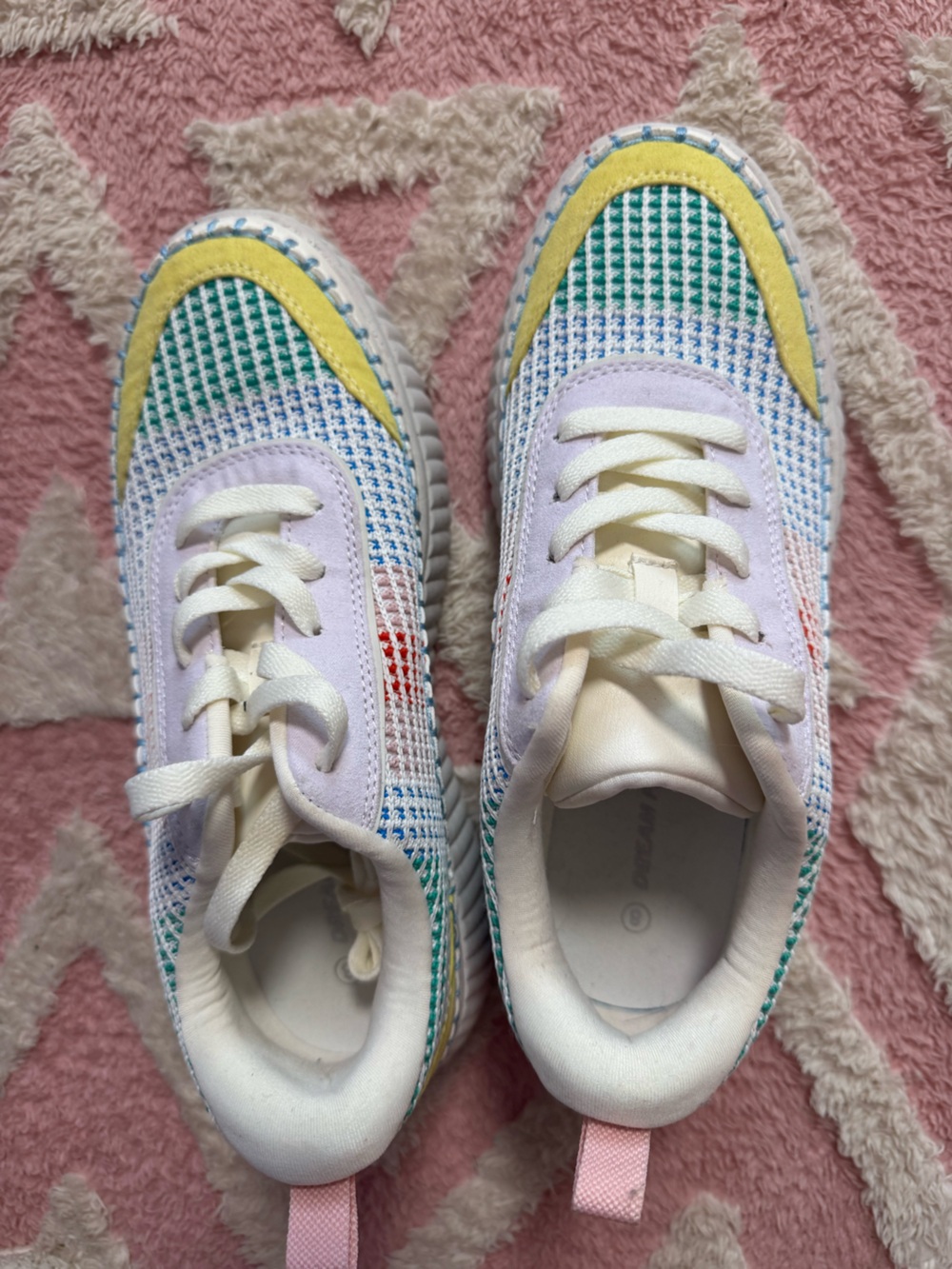Women’s Pastel Multicolor Mesh Sneakers - White & Pastel Accents